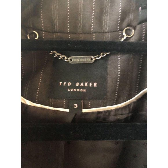 Ted Baker London Wool Brown Stylish Tailored Crop Jacket Size 3 - Picture 2 of 9